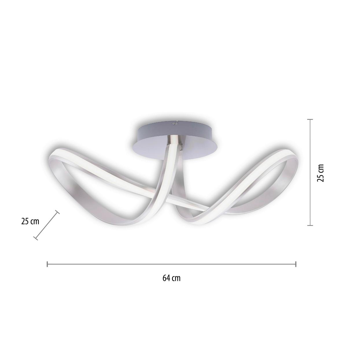LED-Deckenleuchte Melinda L: 64 cm mit Schalter - Silberfarben, Basics, Kunststoff/Metall (64/25/25cm) - Paul Neuhaus