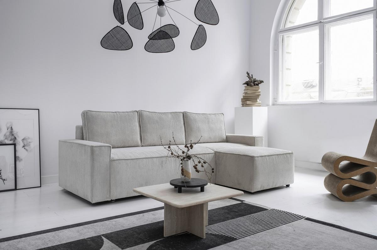 Rozkladacia sedačka OLIVER, obojstranná montáž, béžová - čierna/béžová, Design, textil/plast (250/156cm)