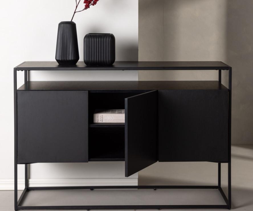 Sideboard Kingsport - Schwarz, Design, Holz/Metall (120/80/45cm) - Livetastic