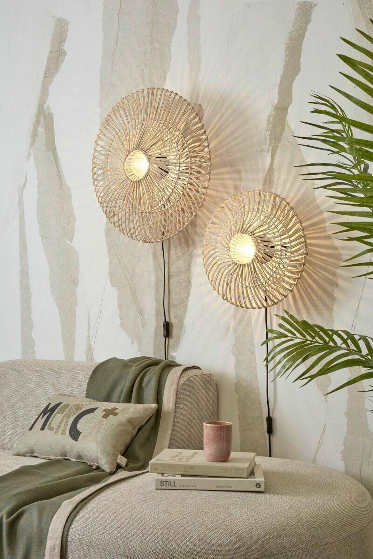 Wandleuchte Zanzibar/W/5514/W - Weiß, Trend, Naturmaterialien (55/14cm) - Good & Mojo