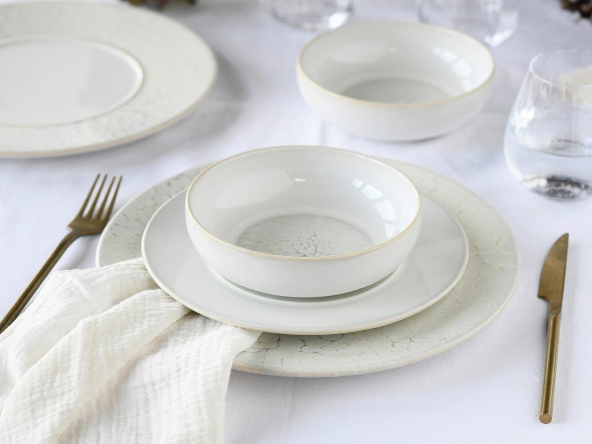 Tafelservice Unico Toscania Steinzeug, Creme, 8-teilig - Creme/Weiß, Basics, Keramik - Creatable
