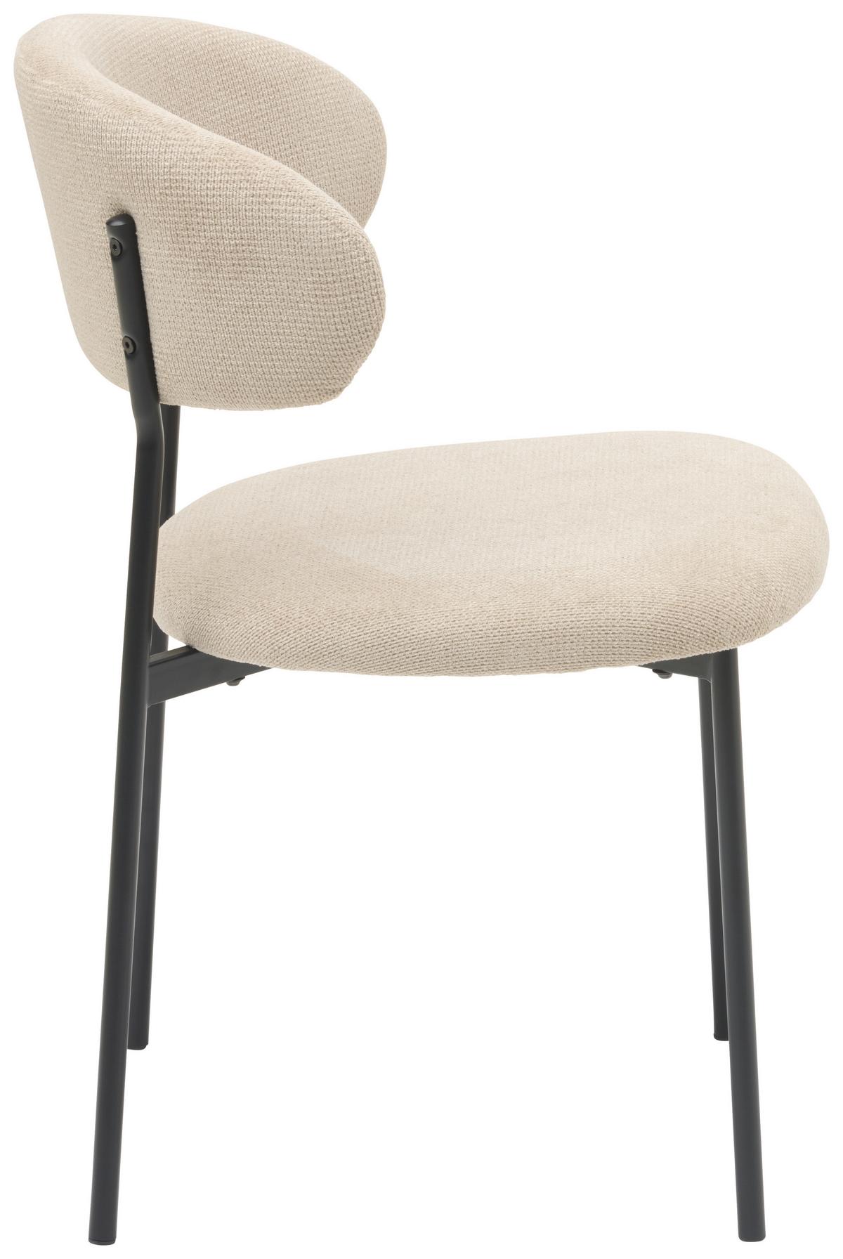 Vierfußstuhl Fenja Webstoff Beige, B: 53 Cm - Beige/Schwarz, KONVENTIONELL, Textil/Metall (53/80/57cm) - MID.YOU