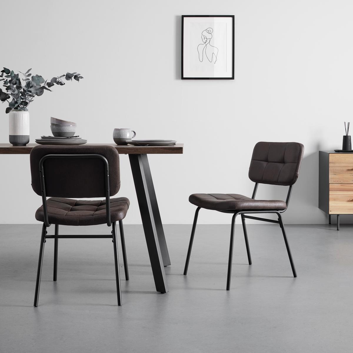 Sada židlí VALENTIN - černá/šedohnědá, Moderní, kov/dřevo (44/80/59cm) - Bessagi Home