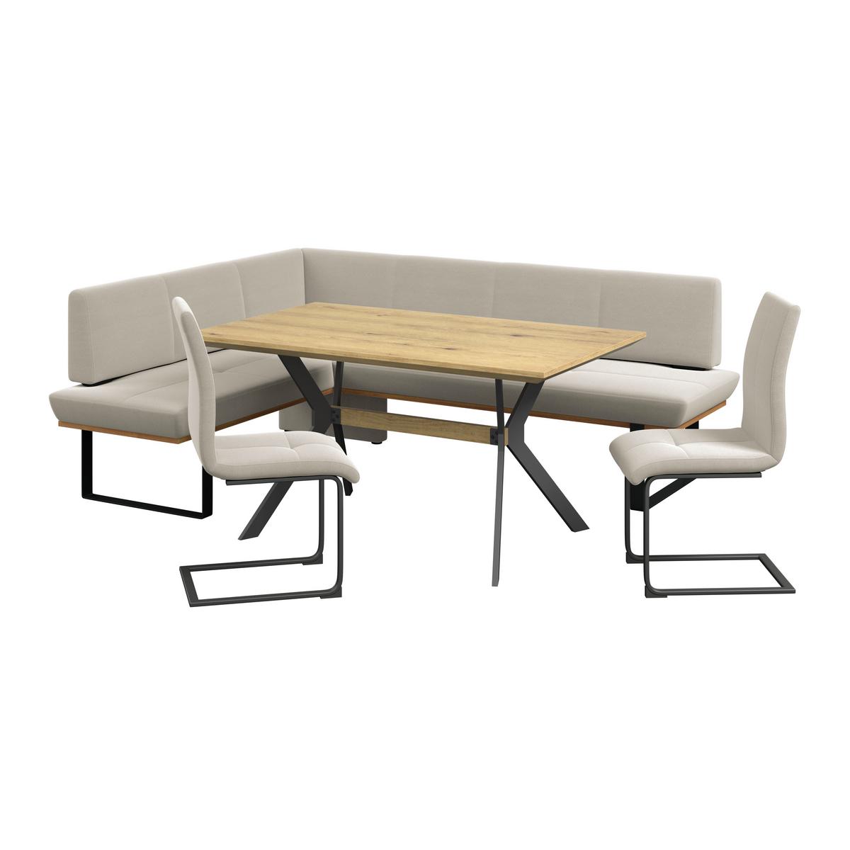 Eckbank Tristan Webstoff beige,S:195x245cm - Beige/Schwarz, MODERN, Holz/Textil (195/245cm) - James Wood