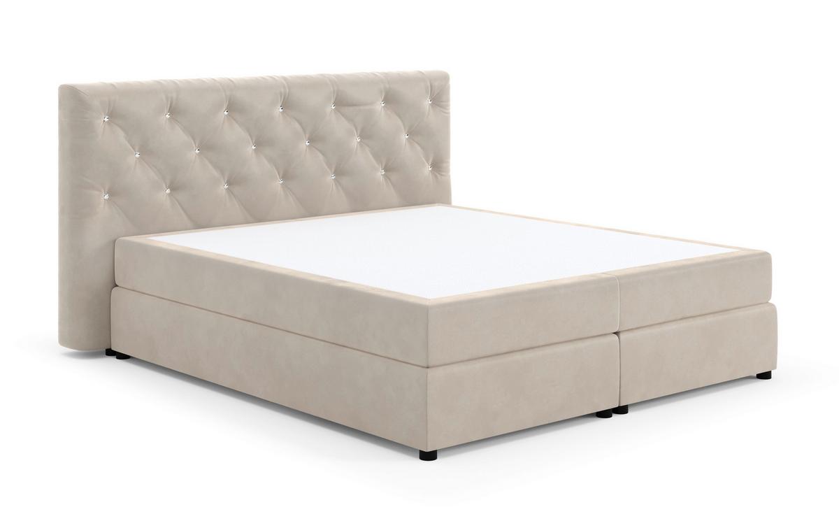 Boxspring-ágy Castle H4, 180/200cm - bézs, faalapú anyag/textil (180/200cm) - Livetastic