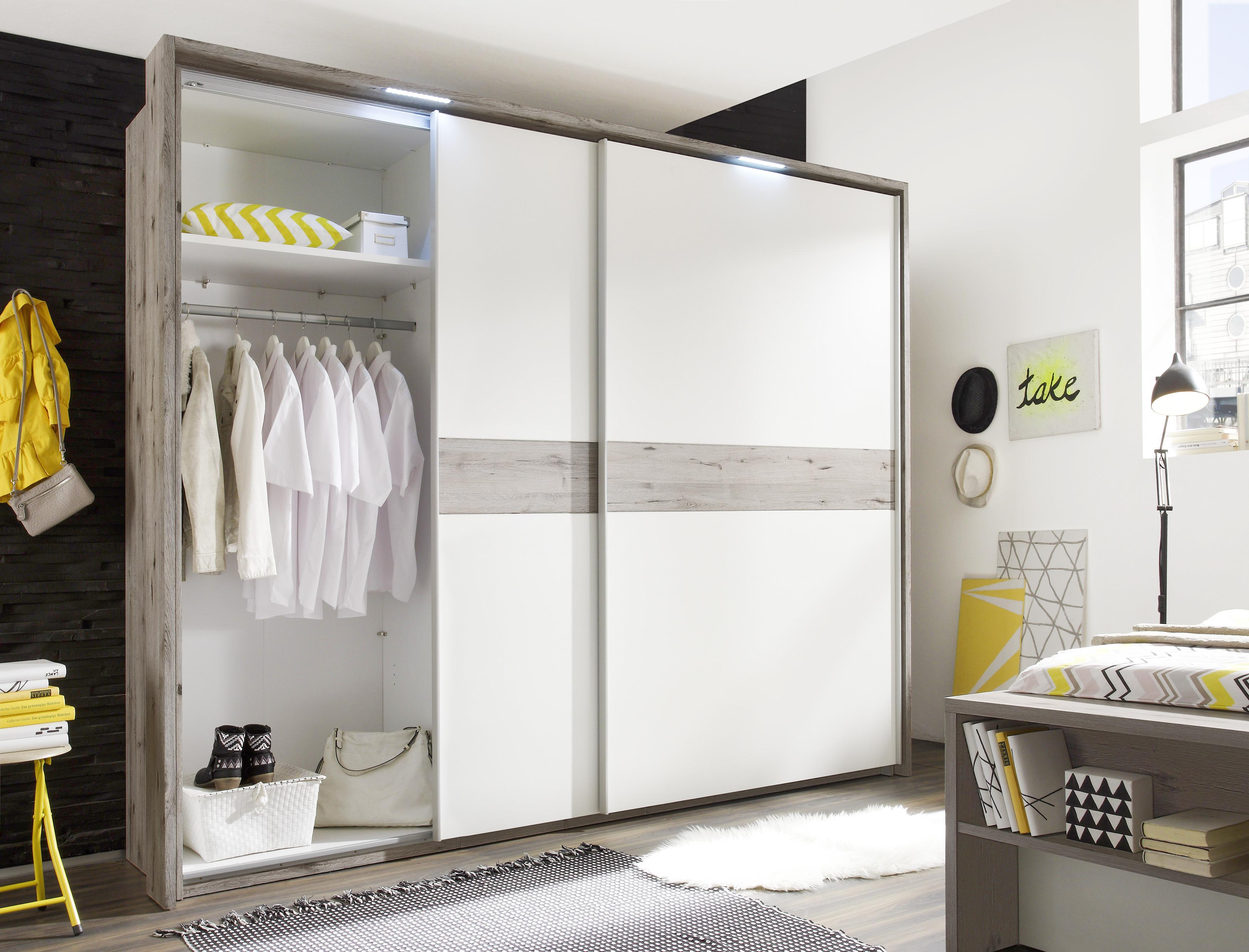 SKŘÍŇ S POSOUVACÍMI DVEŘMI JULIA - bílá/barvy dubu, Konvenční, kompozitní dřevo/plast (270/225/62cm)