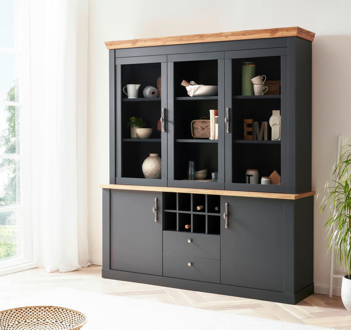 Buffet Catania Anthrazit/Eiche Dekor B: 184cm - Anthrazit/Eiche Wotan, Design, Holzwerkstoff (184/205/44cm) - MID.YOU