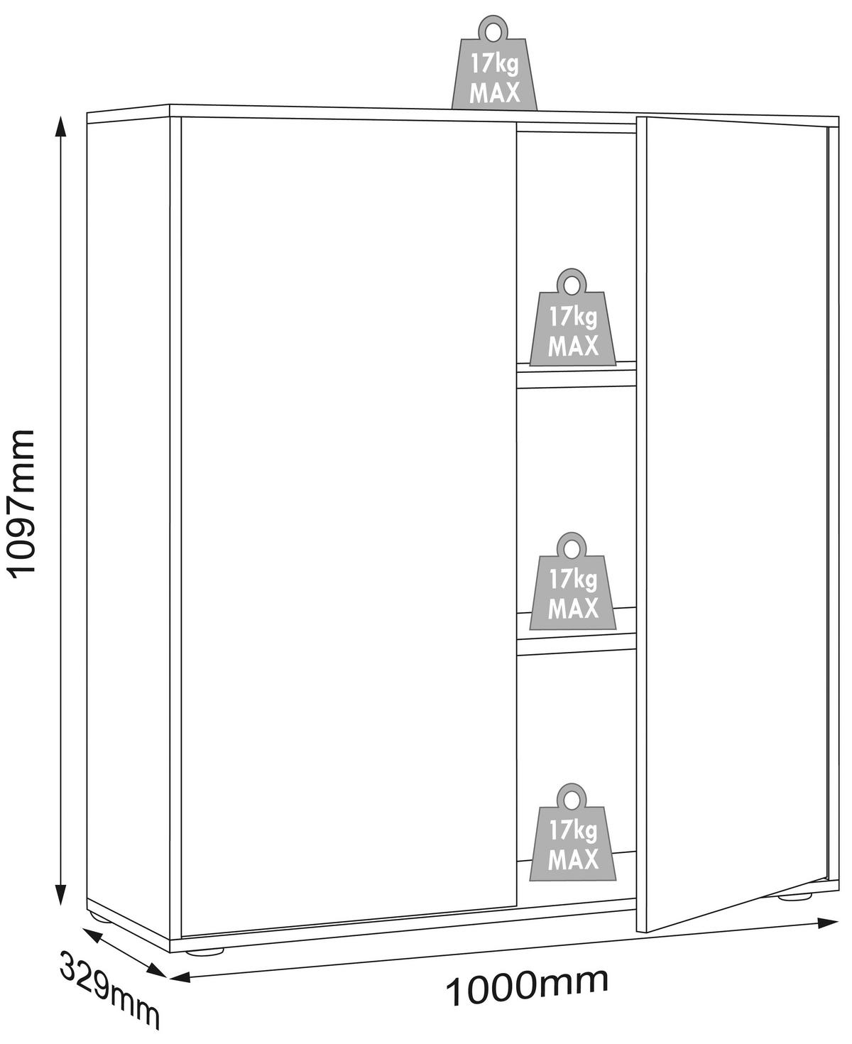 Aktenschrank Salia Weiß, Honigeiche B: 100 cm - Honigeiche/Weiß, Design, Holzwerkstoff (100/110/33cm) - MID.YOU