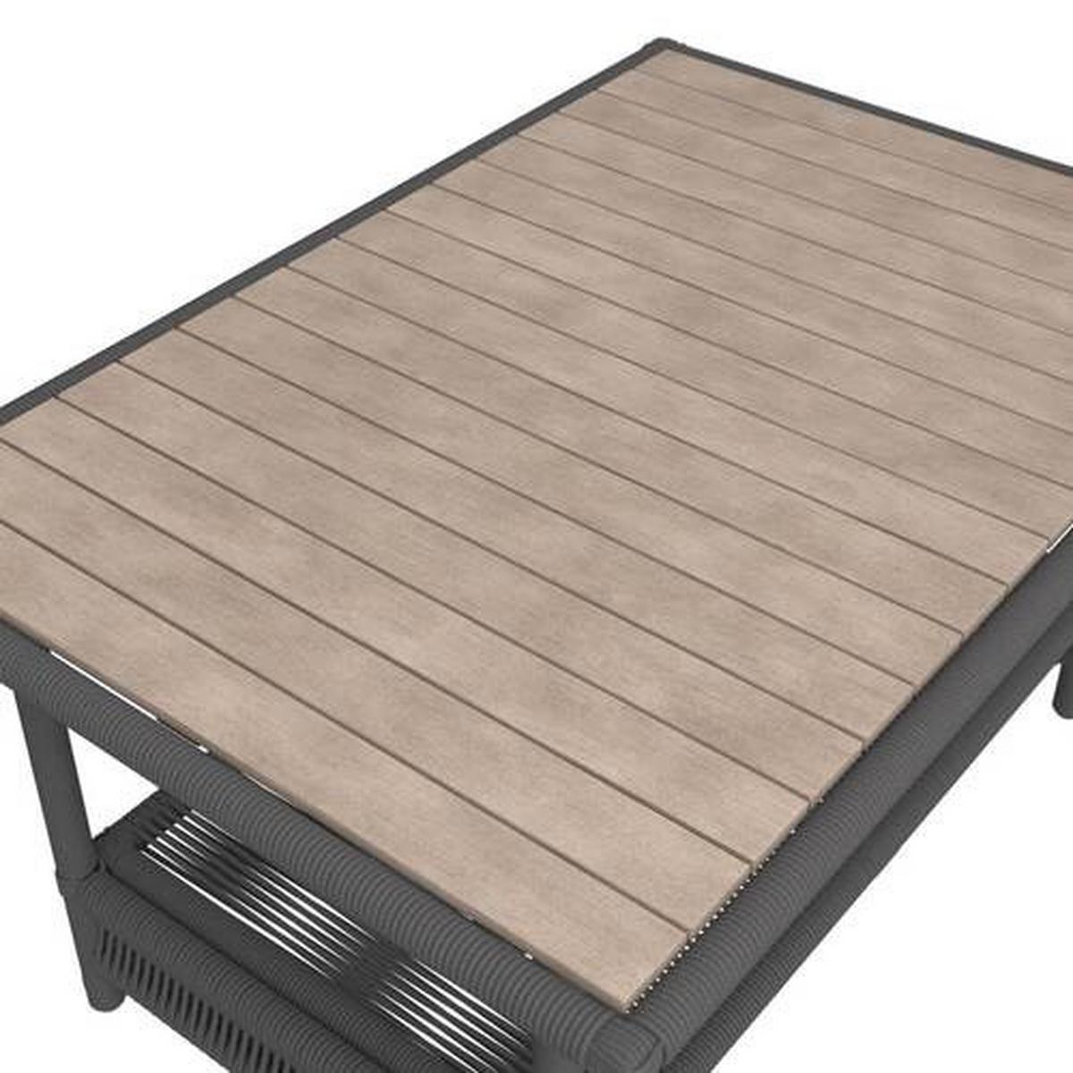 Záhradná sedacia súprava MALIA - farba akácie/svetlosivá, Modern, kov/drevo (146/60/72cm) - Bessagi Garden