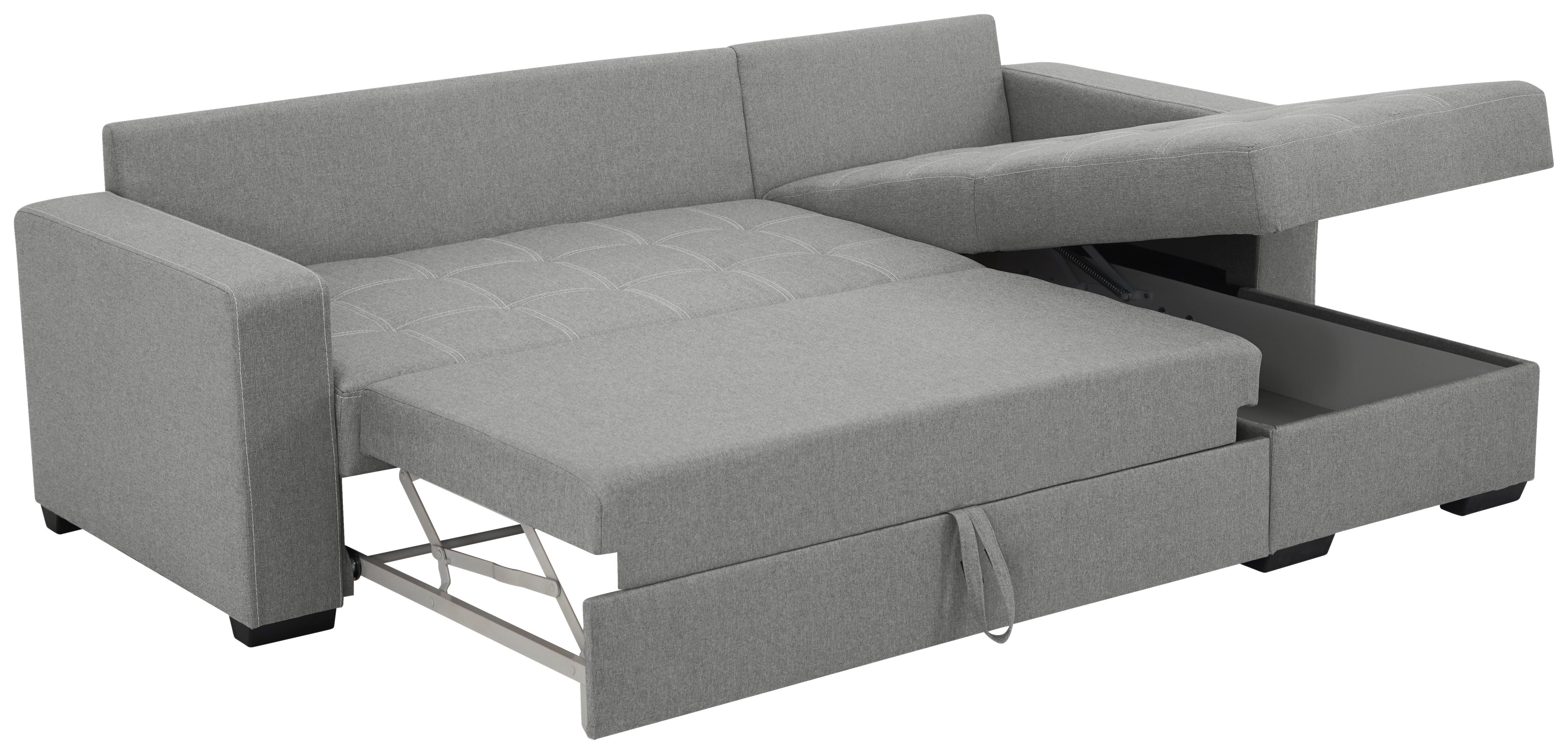 Eckschlafsofa Mediolan Grau S: 240x160 cm - Schwarz/Weiß, Design, Textil (240/160cm) - Livetastic
