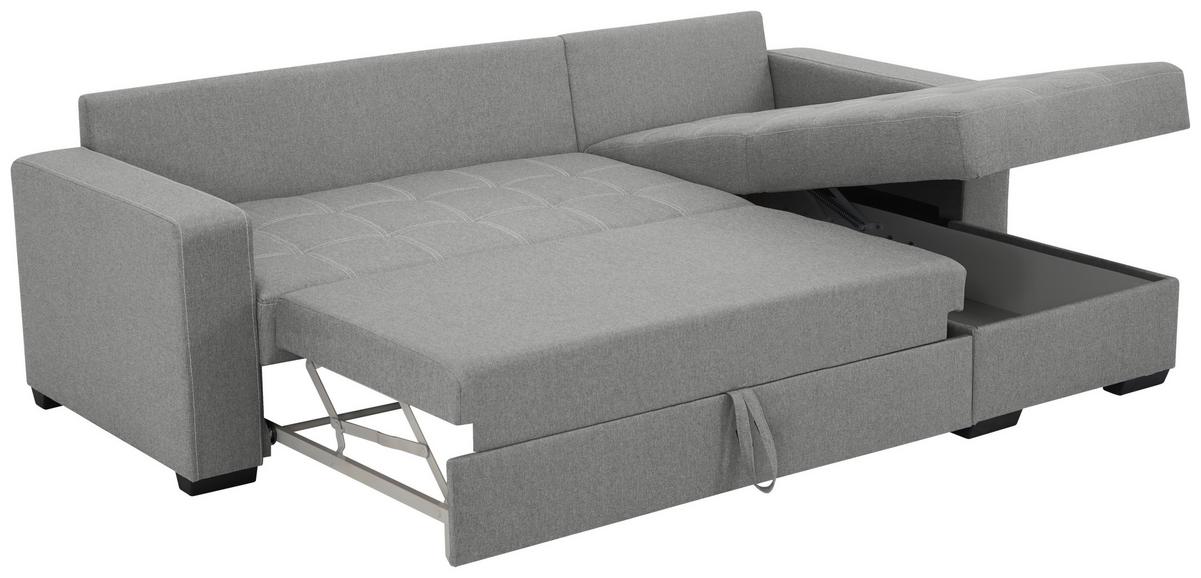 Eckschlafsofa Mediolan Grau S: 240x160 cm - Schwarz/Weiß, Design, Textil (240/160cm) - Livetastic