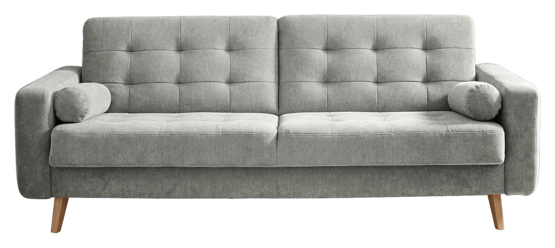 Schlafsofa mit Bettkasten und Kissen Fjord, Webstoff - Schlammfarben/Eichefarben, MODERN, Holzwerkstoff/Textil (222/86/90cm) - MID.YOU