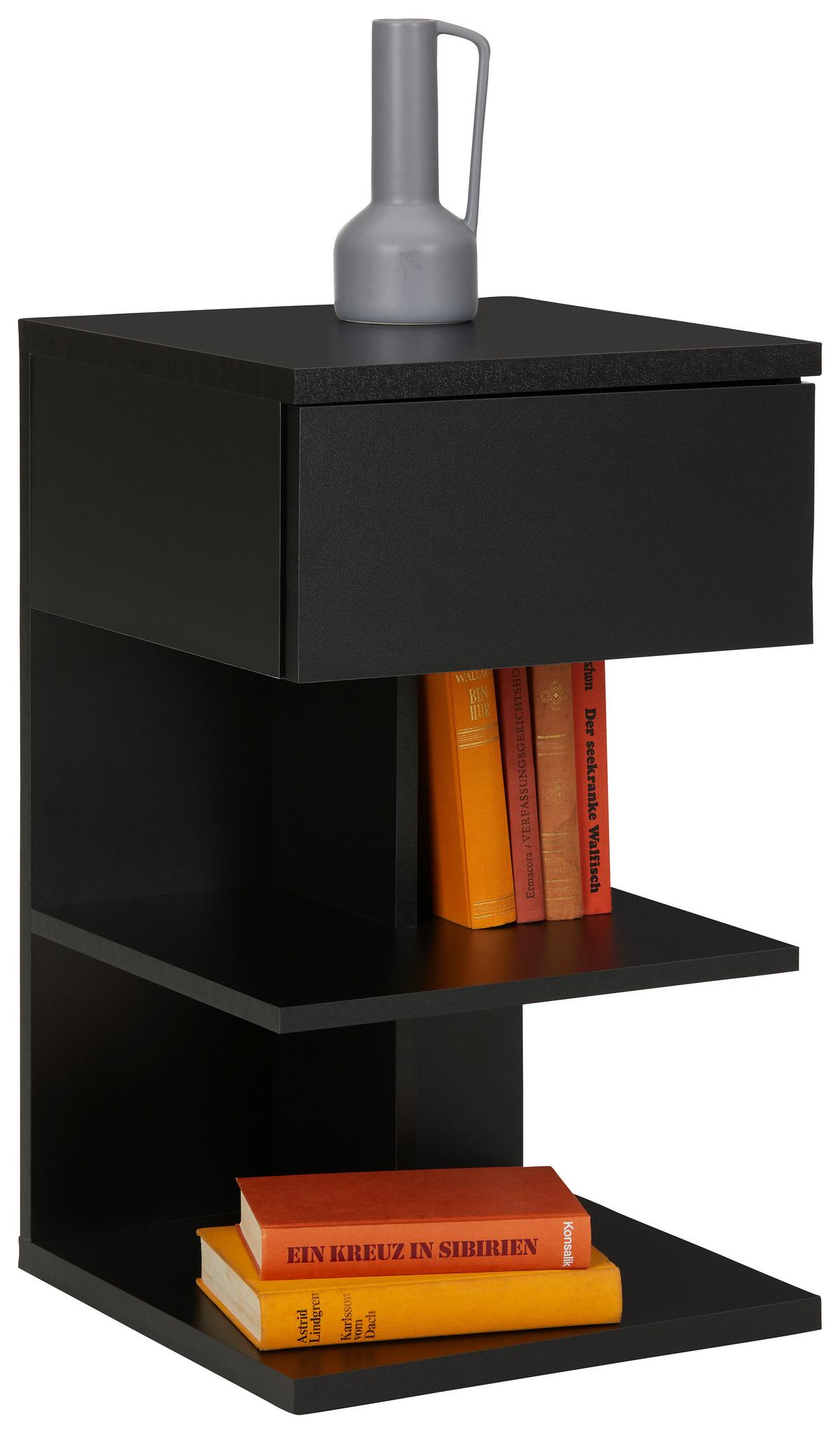 Noční stolek SUN, černý - černá, Moderní, kompozitní dřevo (39/65/39cm) - Mömax