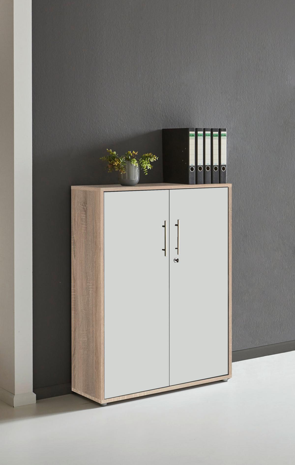 Aktenschrank Office Edition Weiß/Eiche Dekor B: 253,2cm - Eichefarben/Weiß, MODERN, Holzwerkstoff (253,2/113,6/33cm) - MID.YOU