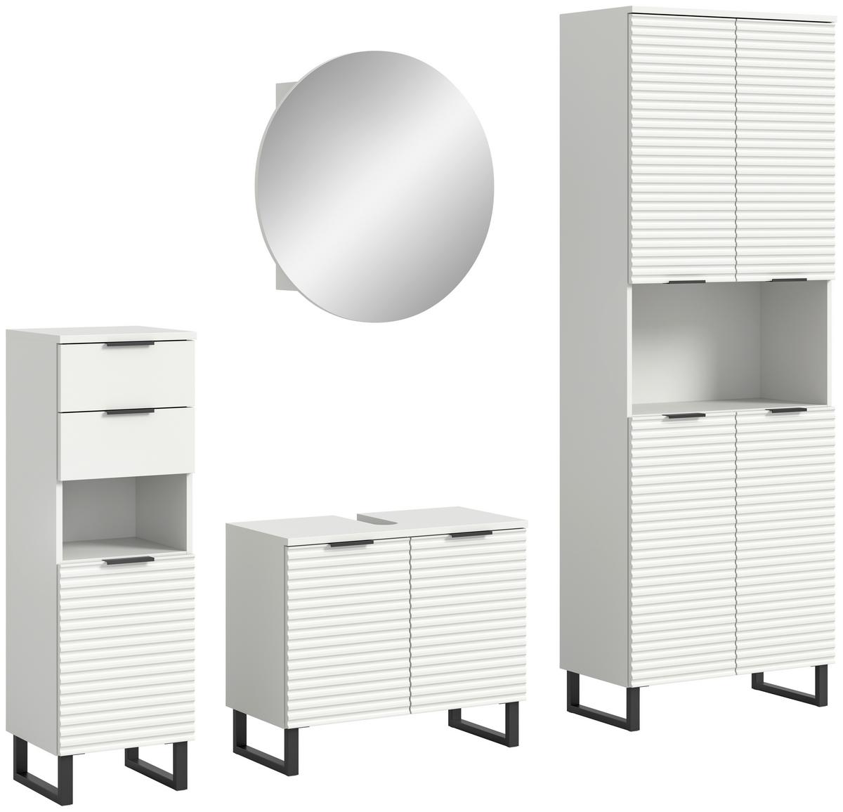 Badezimmer Riff Weiß B: 175 Cm - Schwarz/Weiß, MODERN, Holzwerkstoff (175cm) - MID.YOU