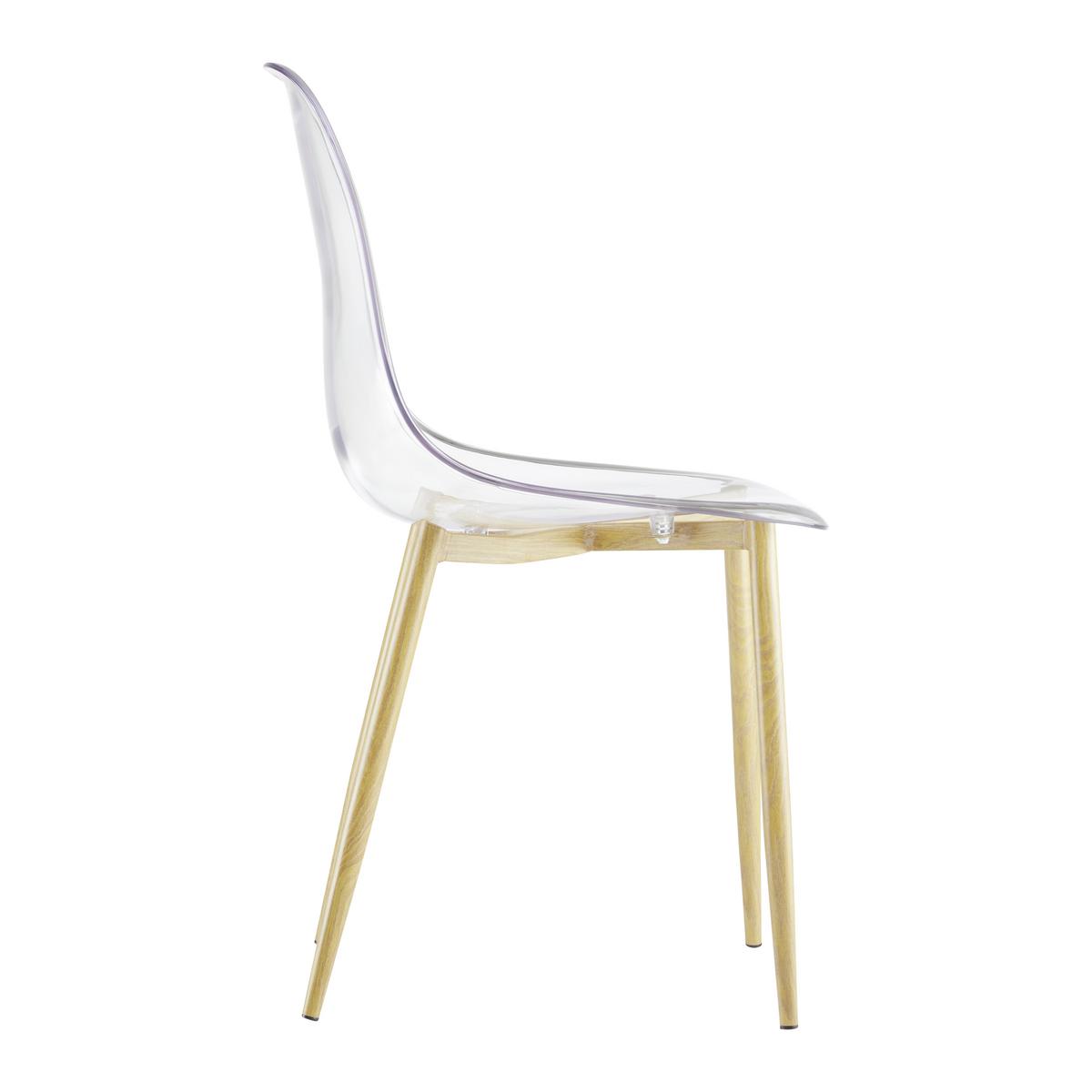 Průhledná židle VINNIE - průhledné/přírodní barvy, Moderní, kov/plast (47/83/52cm) - Bessagi Home