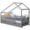 Hausbett Lou Bettschublade Hellgrau B: 90 Cm - Hellgrau/Weiß, MODERN, Holz/Textil (90/200cm) - MID.YOU
