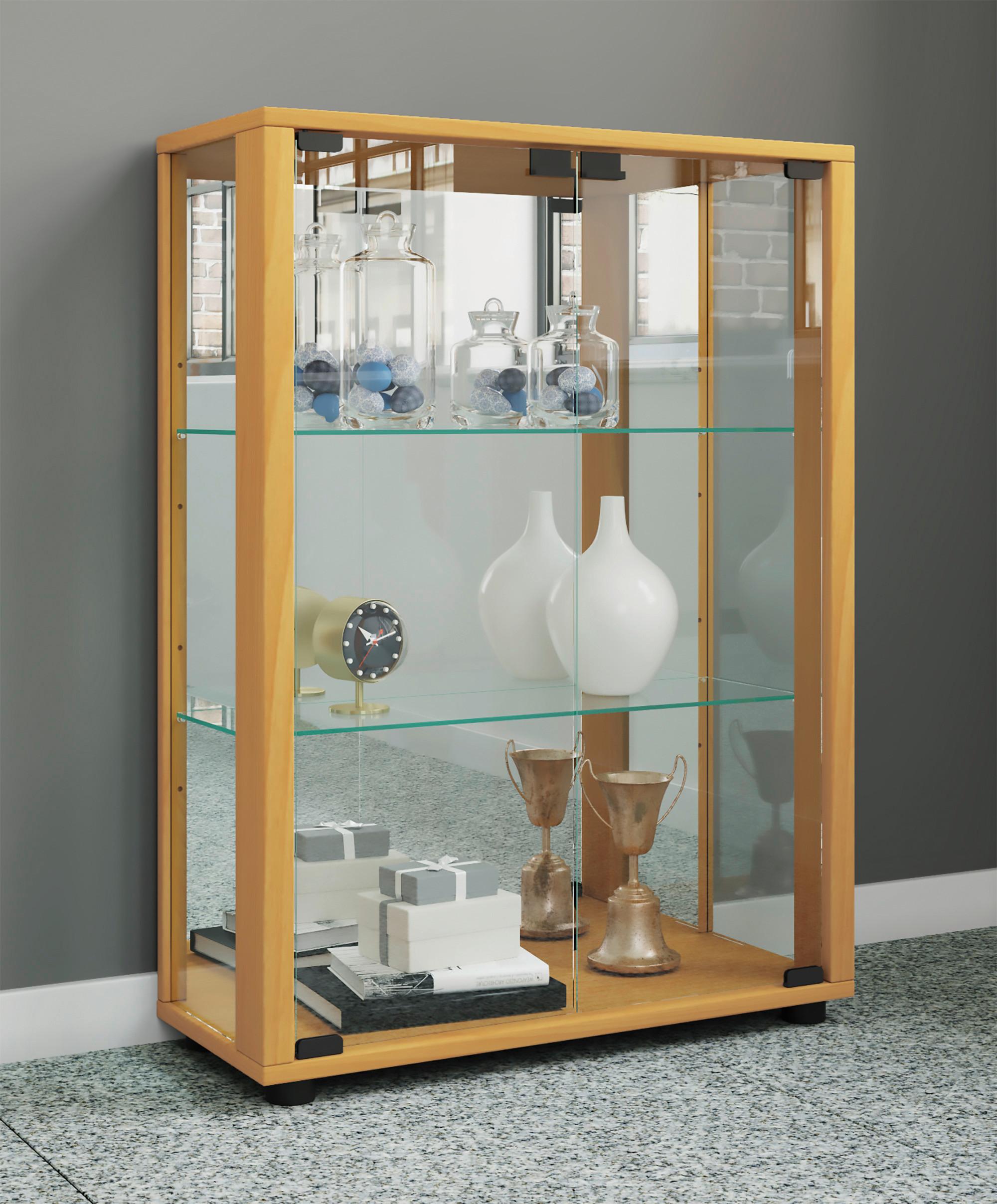 Vitrine Sintalo Buchefarben B: 60 Cm - Buchefarben/Schwarz, MODERN, Glas/Holzwerkstoff (60/80/25cm) - MID.YOU