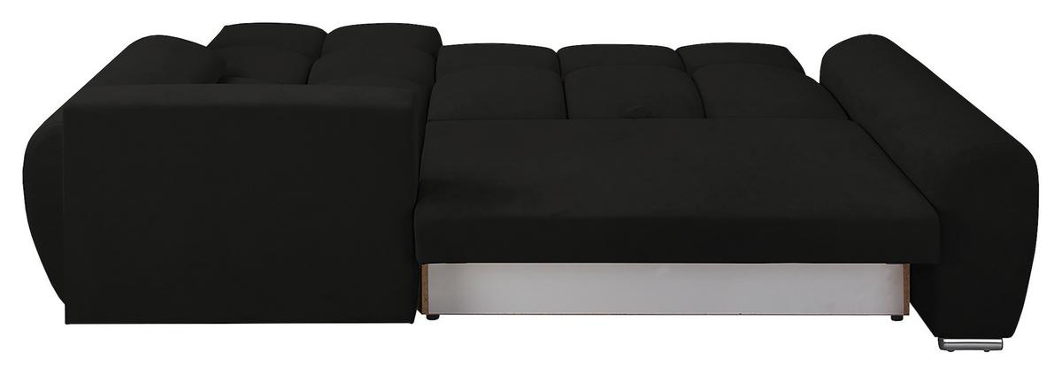 Ecksofa Azzuro Schwarz S: 256x175 cm - Silberfarben/Schwarz, Design, Textil (256/175cm) - Livetastic