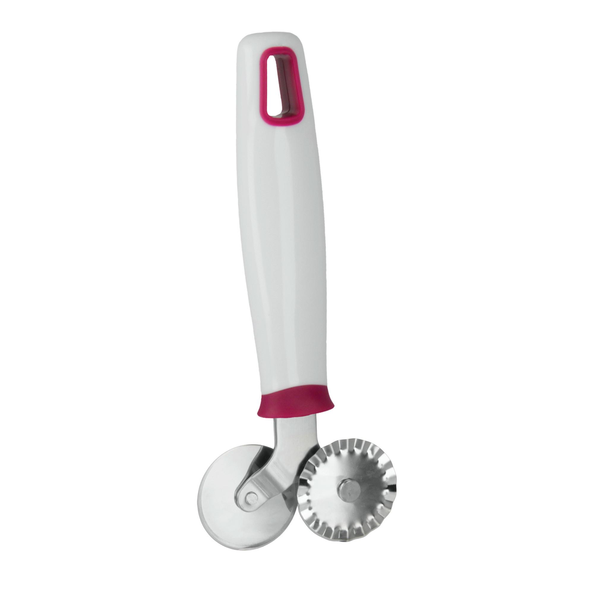 Doppelteigrädchen Morgan, Weiß B/H/T: ca. 7/22,5/2,1 cm - Edelstahlfarben/Weiß, Basics, Kunststoff/Metall (7/22,5/2,1cm) - Metaltex