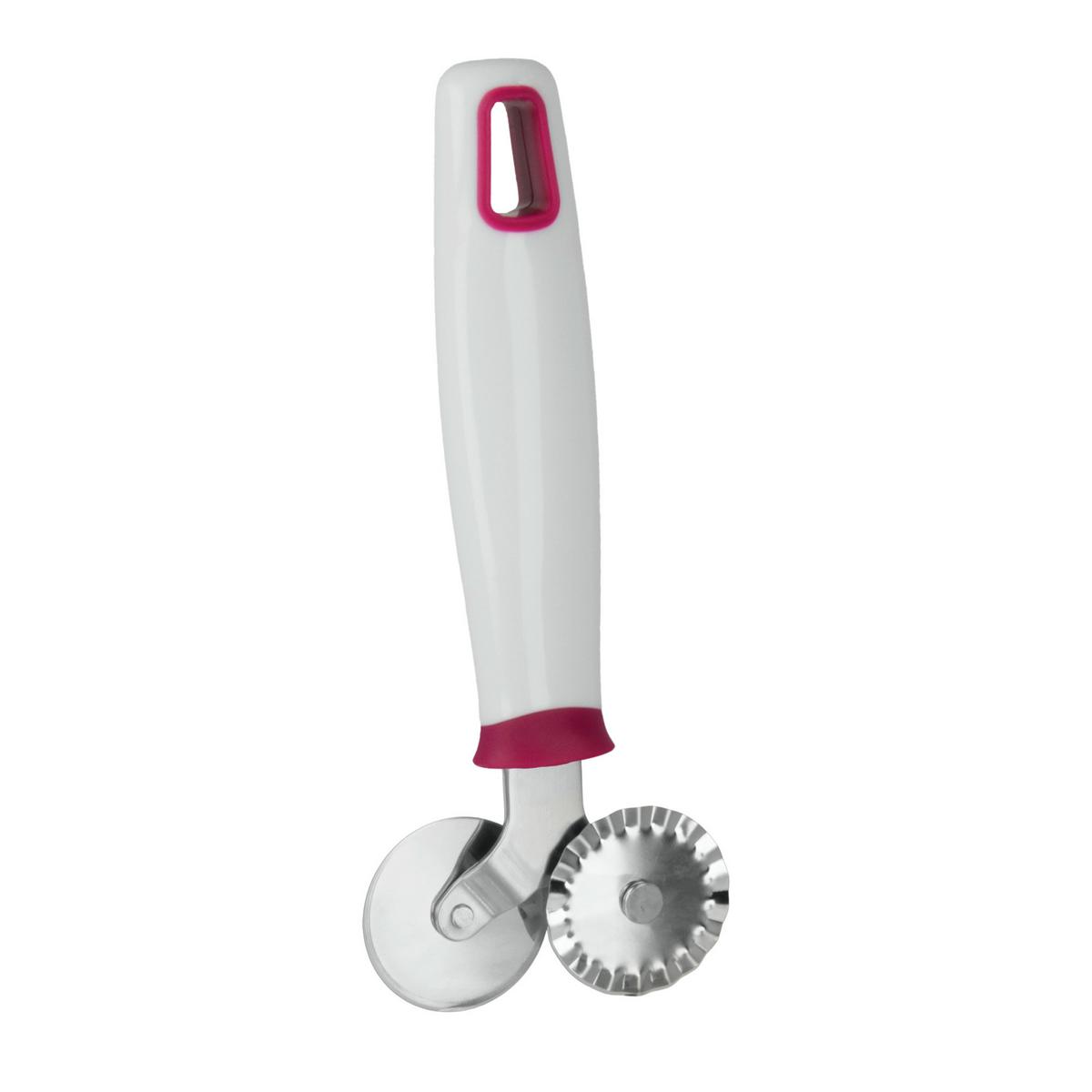 Doppelteigrädchen Morgan, Weiß B/H/T: ca. 7/22,5/2,1 cm - Edelstahlfarben/Weiß, Basics, Kunststoff/Metall (7/22,5/2,1cm) - Metaltex