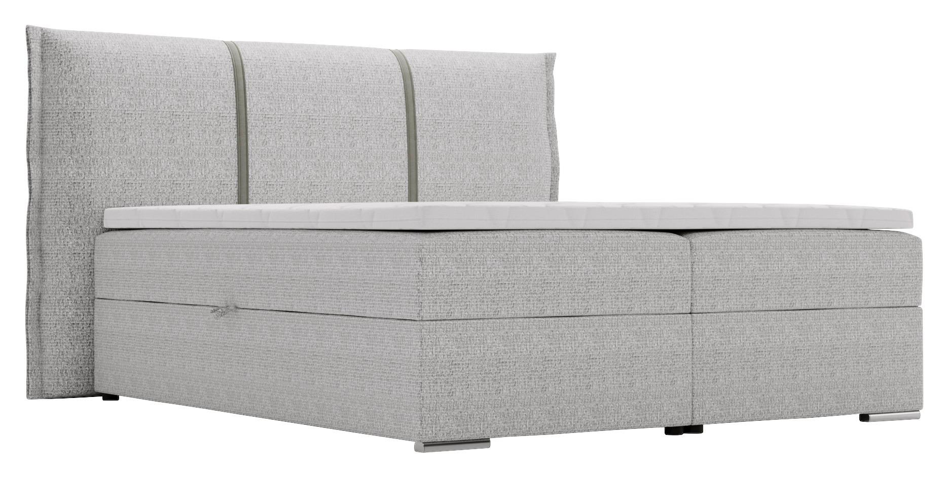 Boxspringbett Vibia Beige - Beige/Silberfarben, Basics, Holz/Textil (180/200cm) - MID.YOU