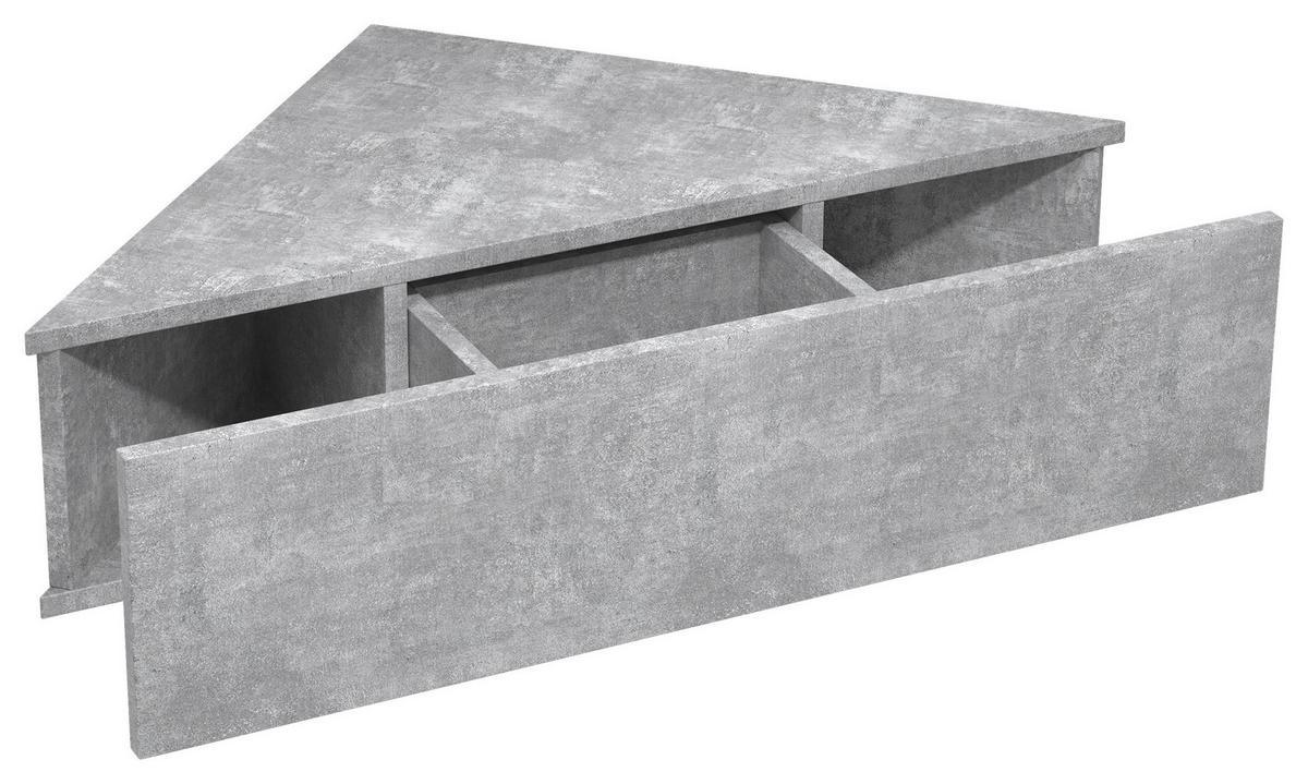 Nachkästchen Beton-grau H: 15 Cm Usal S - Grau, MODERN, Holzwerkstoff (60/15/42,4cm) - MID.YOU