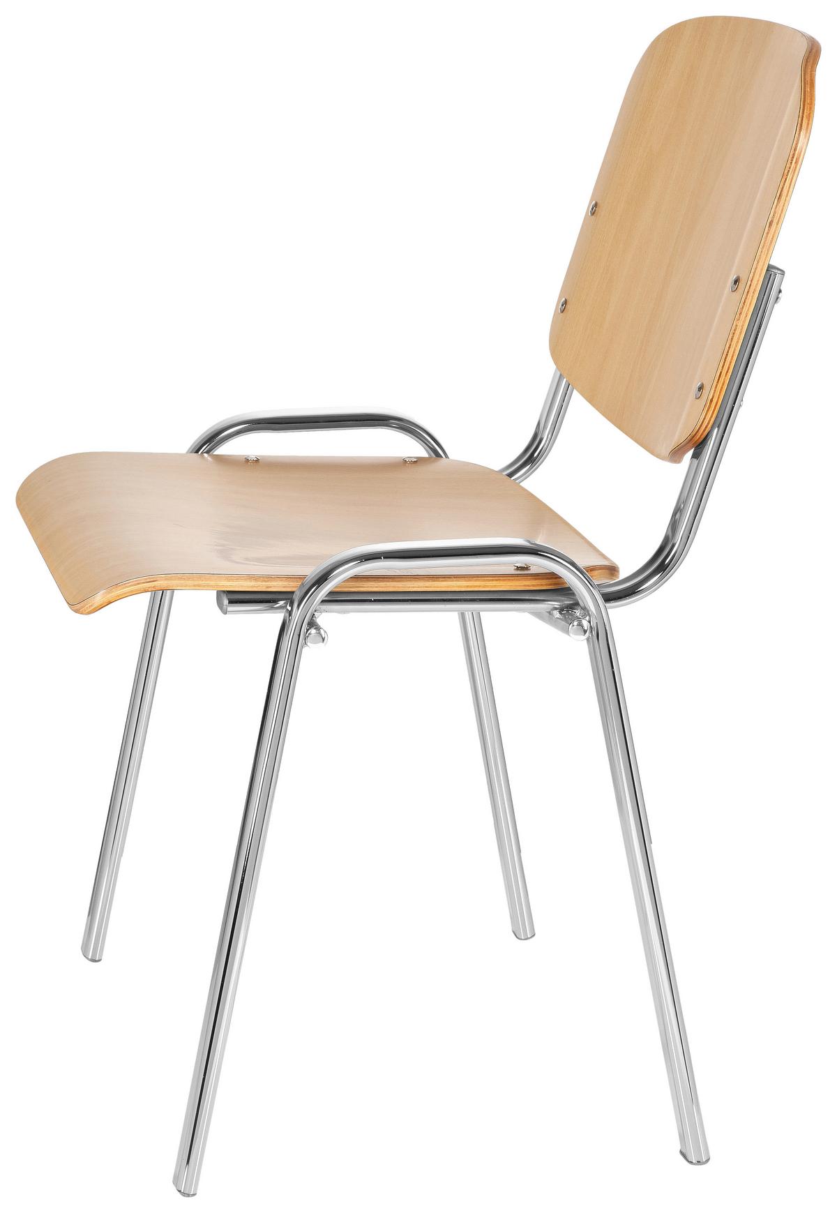 Besucherstuhl Xt 600 Stapelbar Buche-/Chromfarben Bis 100 Kg - Chromfarben/Buchefarben, Basics, Holz/Metall (58/81/48cm) - MID.YOU
