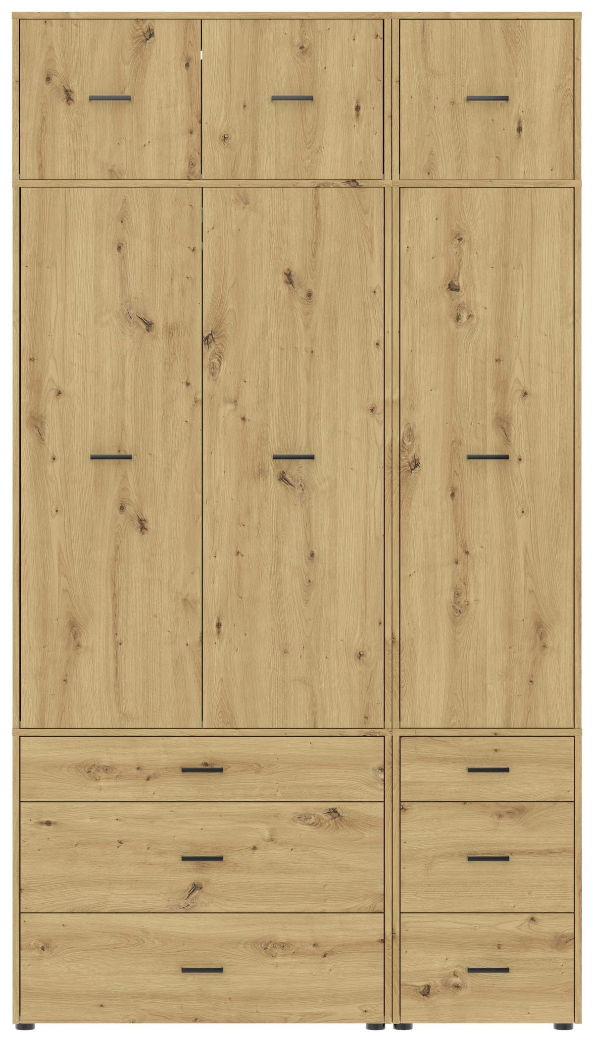 Kleiderschrank Kivo Eiche Artisan Dekor, B: 135 cm - Eiche Artisan, Basics, Holzwerkstoff (135/239,40/52,1cm)