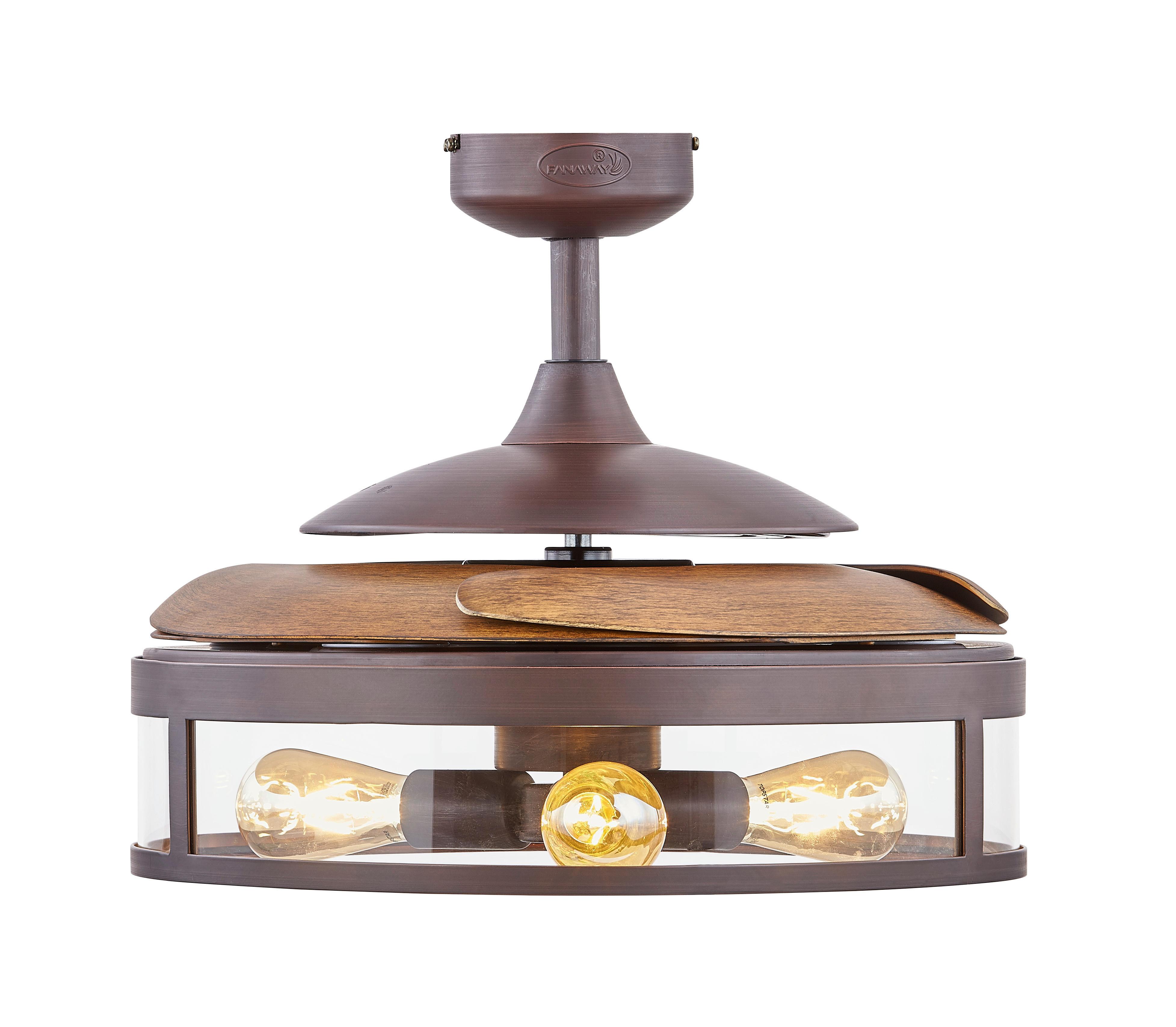 Deckenventilator Fanaway Bronzen 4 Flügel, LED-Leuchte - Walnussfarben/Bronzefarben, Basics, Kunststoff/Metall (122/41cm) - P & B