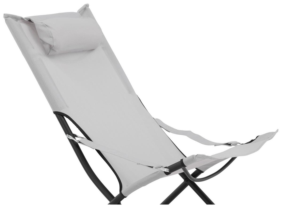 Strandsessel Seville Metall, Textil - Schwarz/Grau, KONVENTIONELL, Textil/Metall (63/89/84cm) - Gardenson
