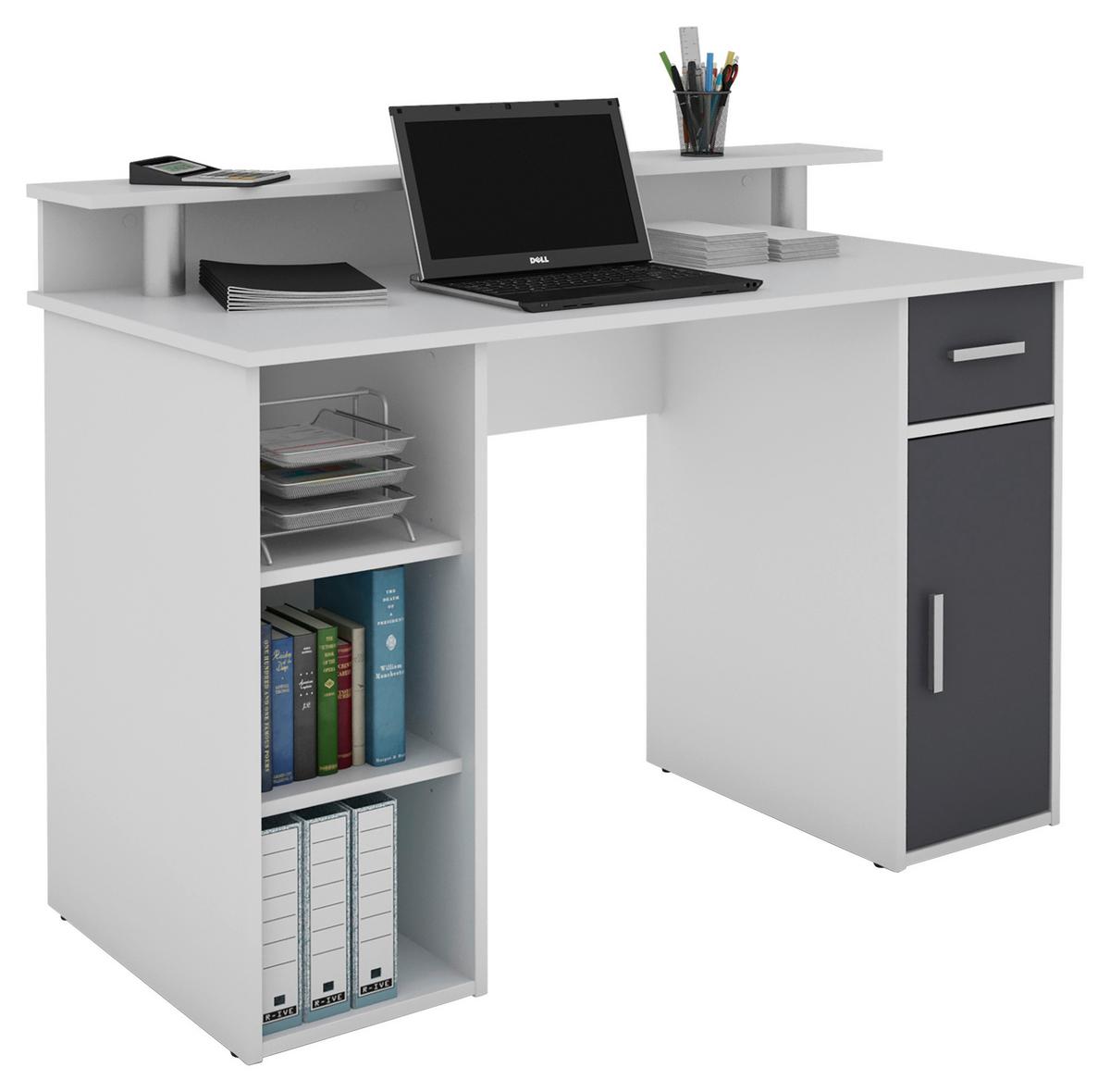 Schreibtisch B 55cm H 88 cm Diego Weiß/Anthrazit - Anthrazit/Weiß, LIFESTYLE, Holzwerkstoff (120/55/88cm) - MID.YOU