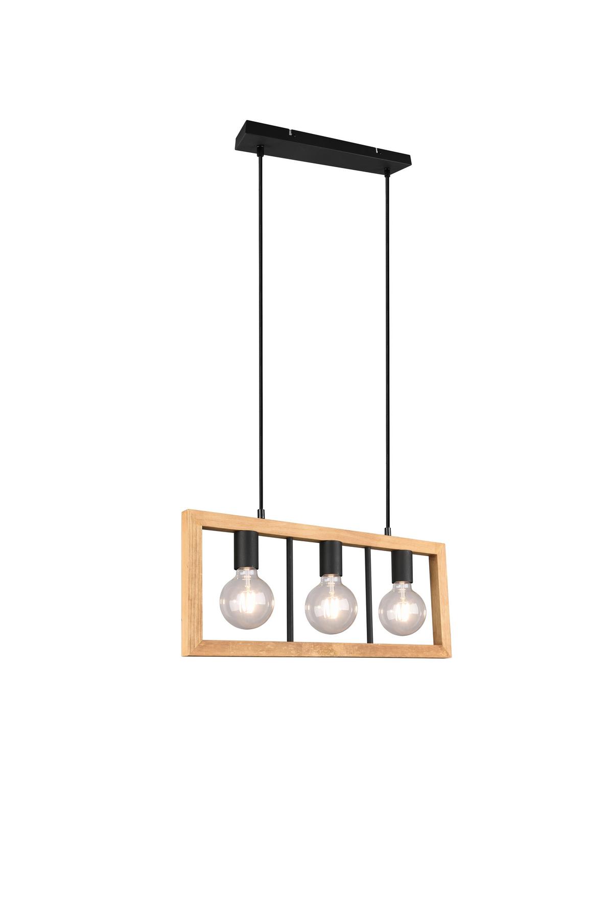 Pendelleuchte 313800332 Agra - Schwarz/Braun, Natur, Holz/Metall (60/150/8,5cm) - Trio Leuchten