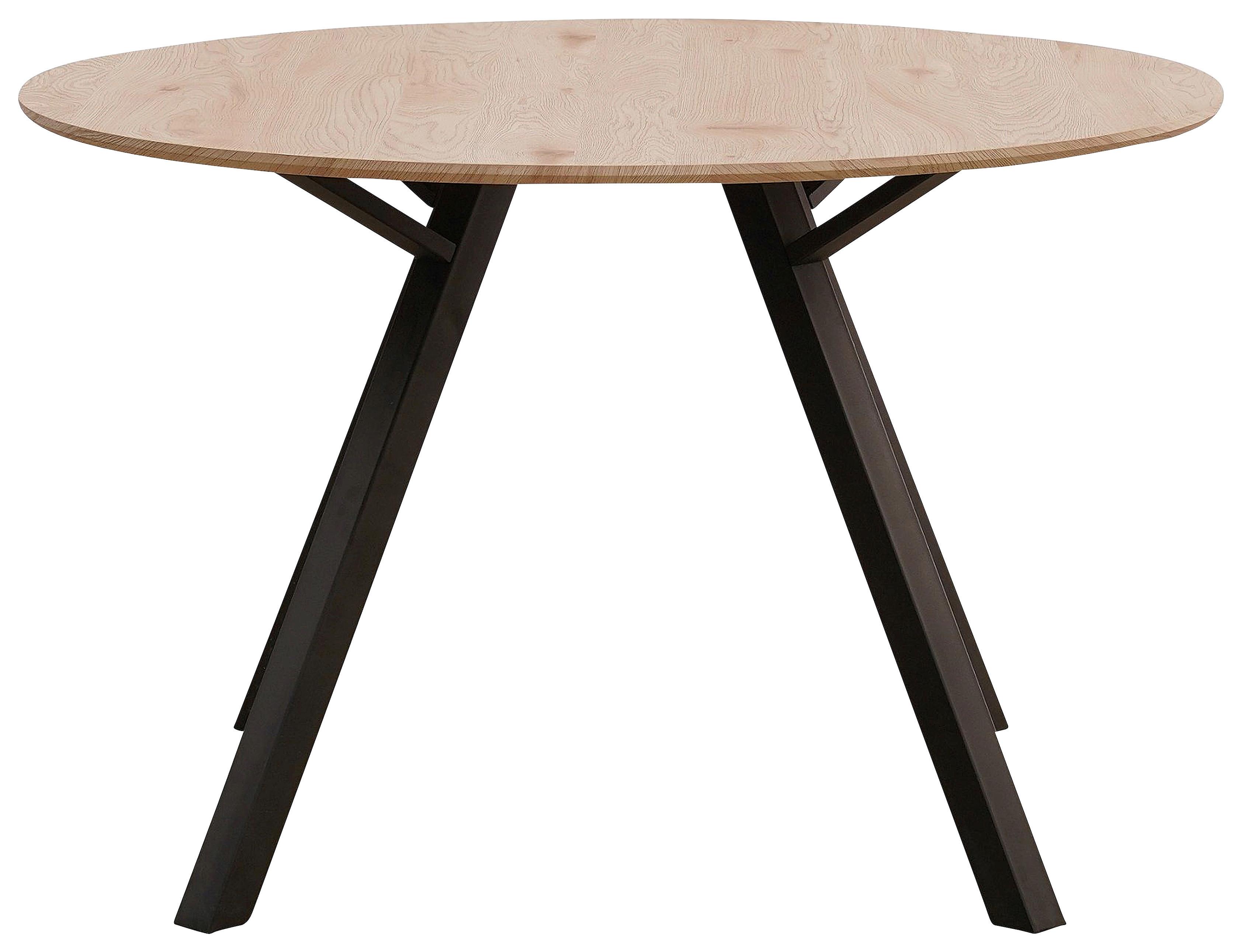 Esstisch Rund Arno 120x76 Naturfarben - Schwarz/Naturfarben, KONVENTIONELL, Holzwerkstoff/Metall (120/76/120cm)