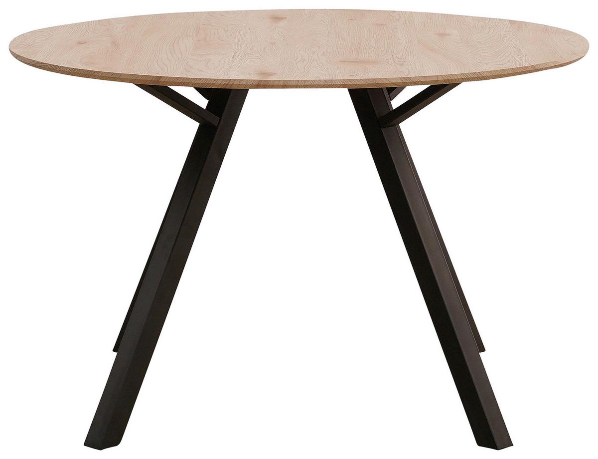 Esstisch Rund Arno 120x76 Naturfarben - Schwarz/Naturfarben, KONVENTIONELL, Holzwerkstoff/Metall (120/76/120cm)