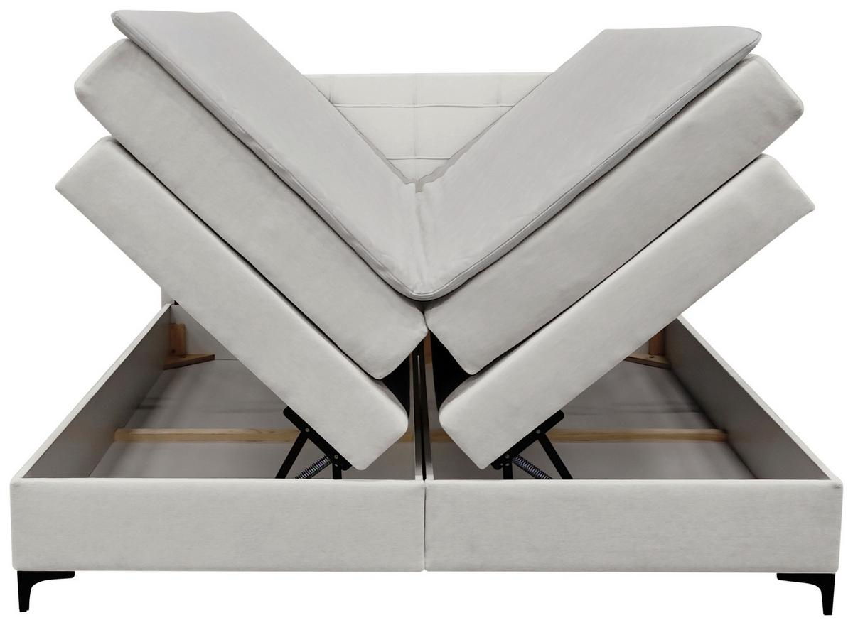 Boxspringbett Mitto mit Topper 180x200 cm - Champagner/Schwarz, KONVENTIONELL, Textil/Metall (180/200cm)