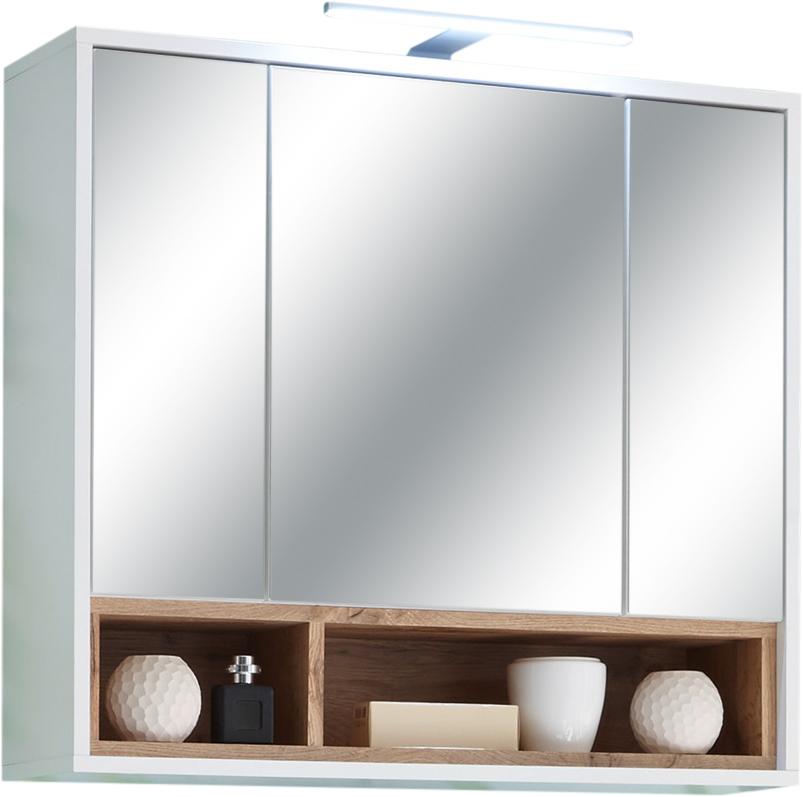 Koupelnová Skříňka Milano Šířka 80cm - bílá/barvy dubu, Design, kompozitní dřevo/sklo (80/72/20cm) - MID.YOU
