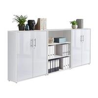 Aktenschrank Office Edition Weiß/Weiß Hochglanz B: 253,2cm - Weiß Hochglanz/Weiß, MODERN, Holzwerkstoff (253,2/113,6/33cm) - MID.YOU