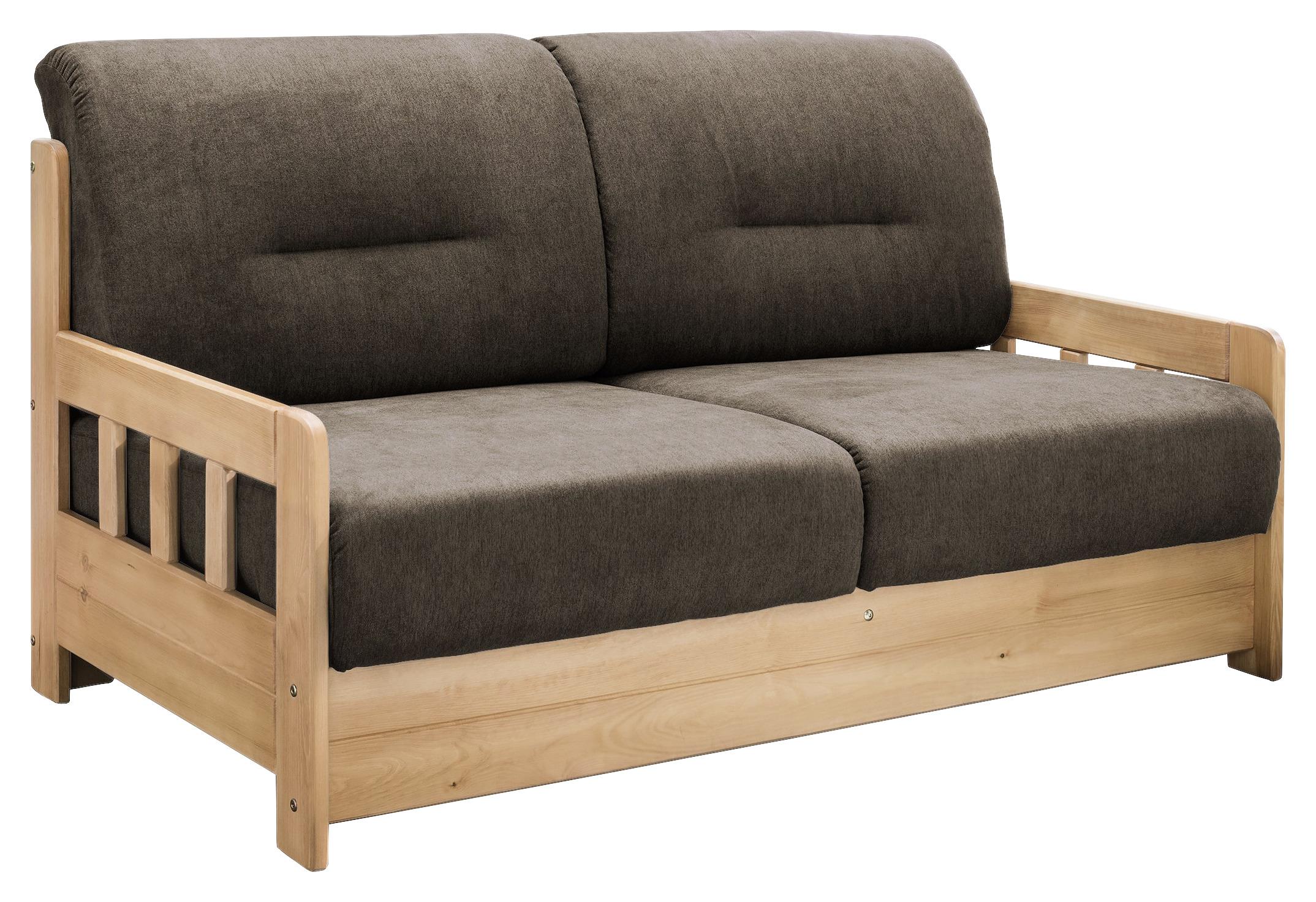 2-Sitzer-Sofa mit Schlaffunkt. Camino Holzkorpus Braun - Dunkelbraun/Honig, LIFESTYLE, Holz/Textil (154/88/90cm) - Livetastic