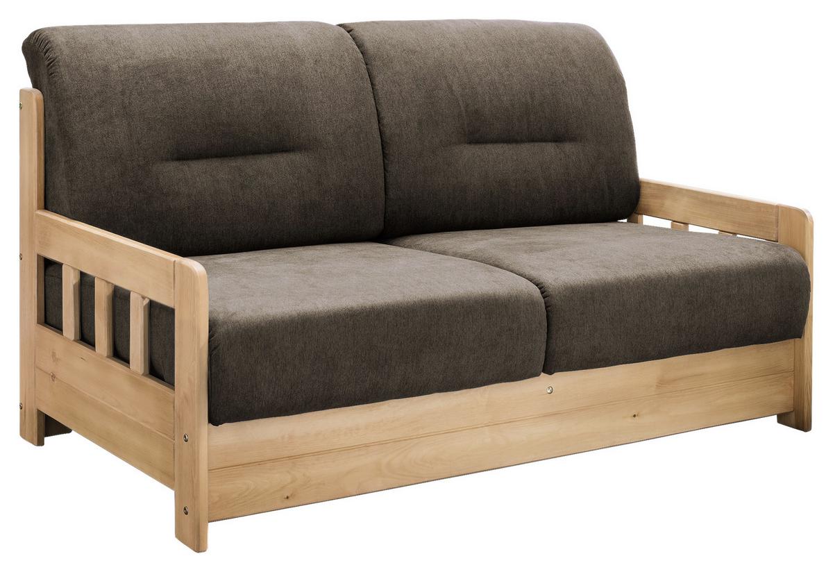 2-Sitzer-Sofa mit Schlaffunkt. Camino Holzkorpus Braun - Dunkelbraun/Honig, LIFESTYLE, Holz/Textil (154/88/90cm) - Livetastic