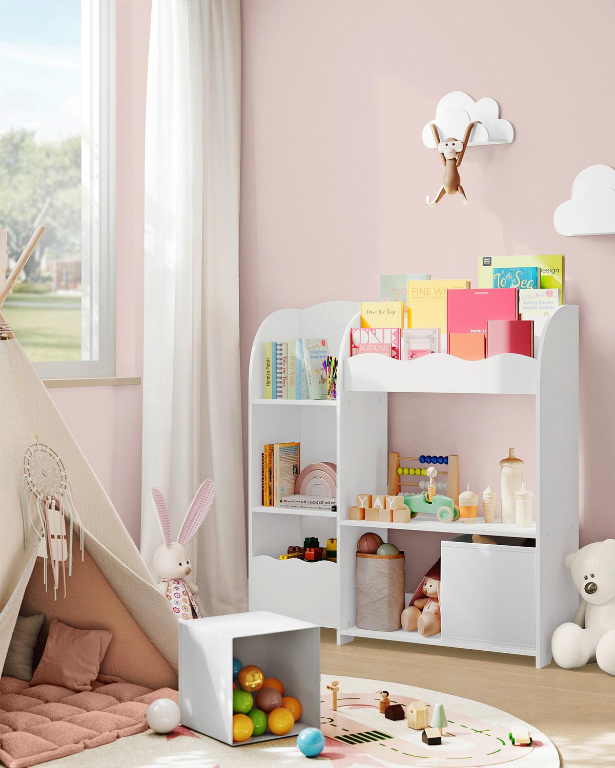 Toy Storage Shelf Weiß B: 62,5 cm - Weiß, MODERN, Holzwerkstoff/Textil (62,5/70,2/29,5cm) - MID.YOU