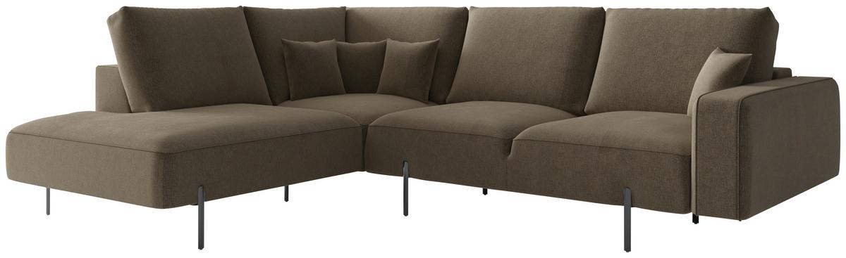 Ecksofa Celaya Braun S: 223x280 Cm - Schwarz/Braun, Design, Textil (223/280cm) - Livetastic