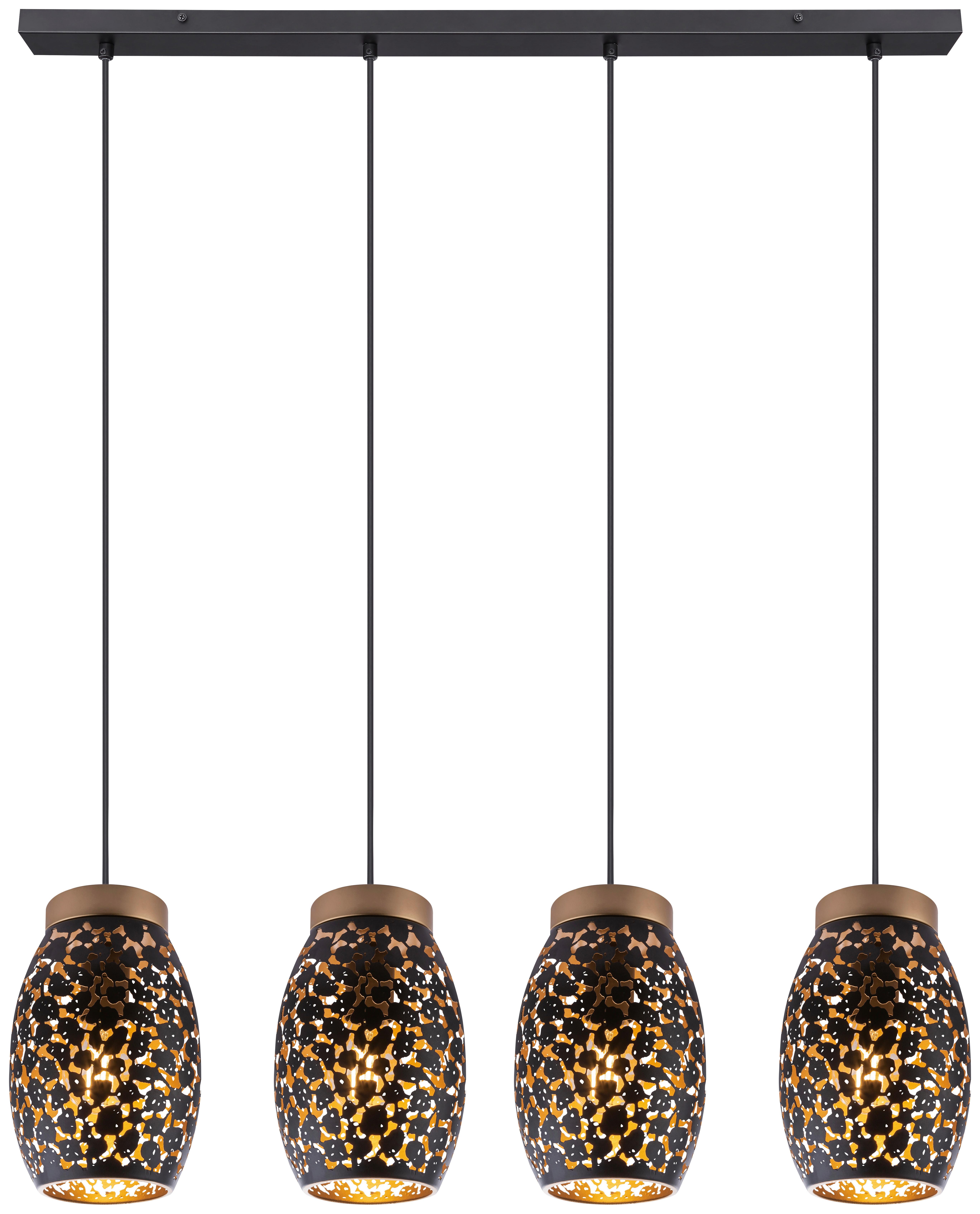 Hängeleuchte Narri L: 90 Cm 4-Flammig - Goldfarben/Schwarz, Basics, Metall (90/15/120cm) - Globo