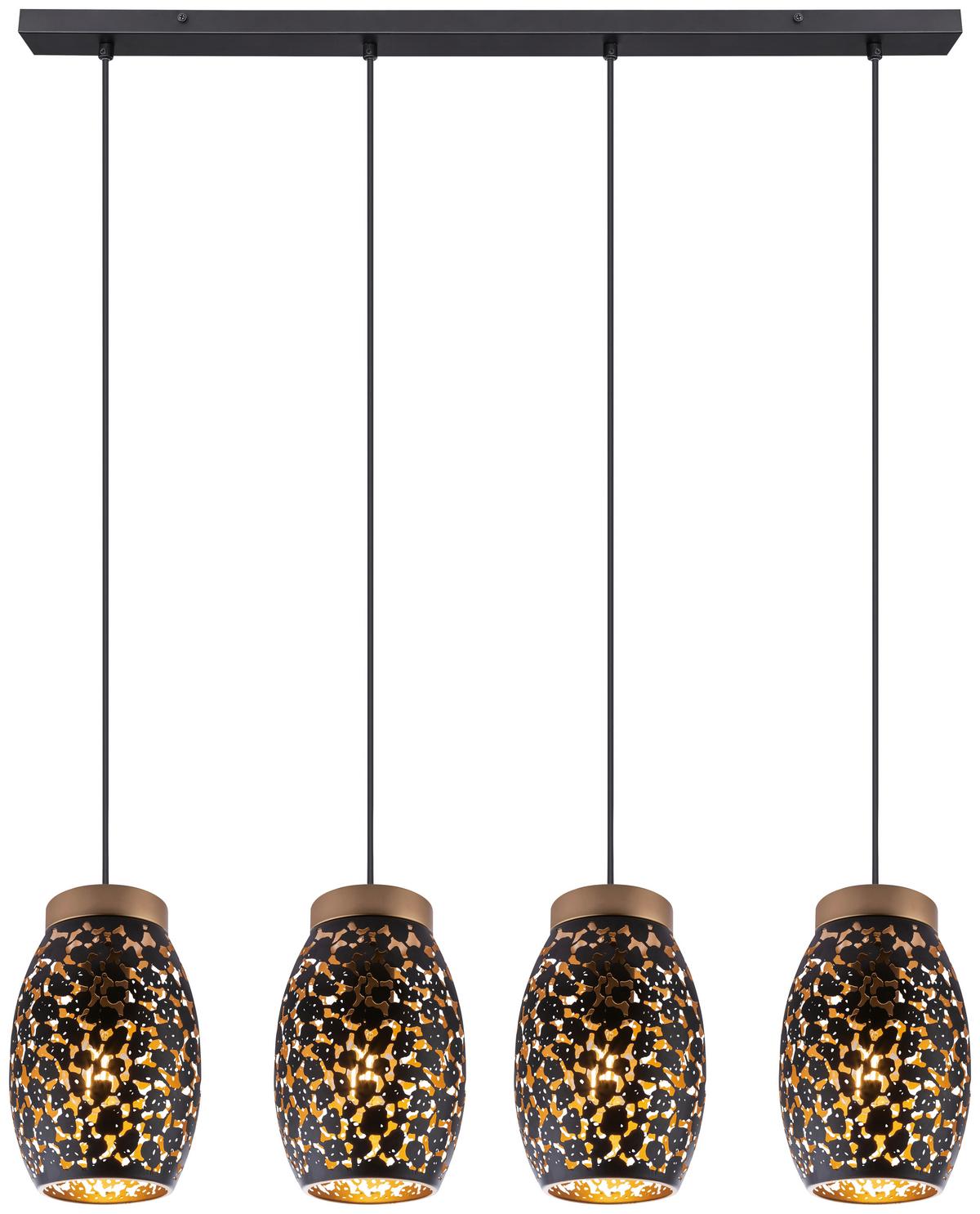 Hängeleuchte Narri L: 90 Cm 4-Flammig - Goldfarben/Schwarz, Basics, Metall (90/15/120cm) - Globo