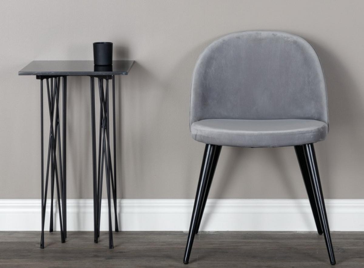 Stuhl Velvet Schwarz/Grau B: 50 cm - Schwarz/Grau, Design, Textil/Metall (50/76,5/57cm) - Livetastic