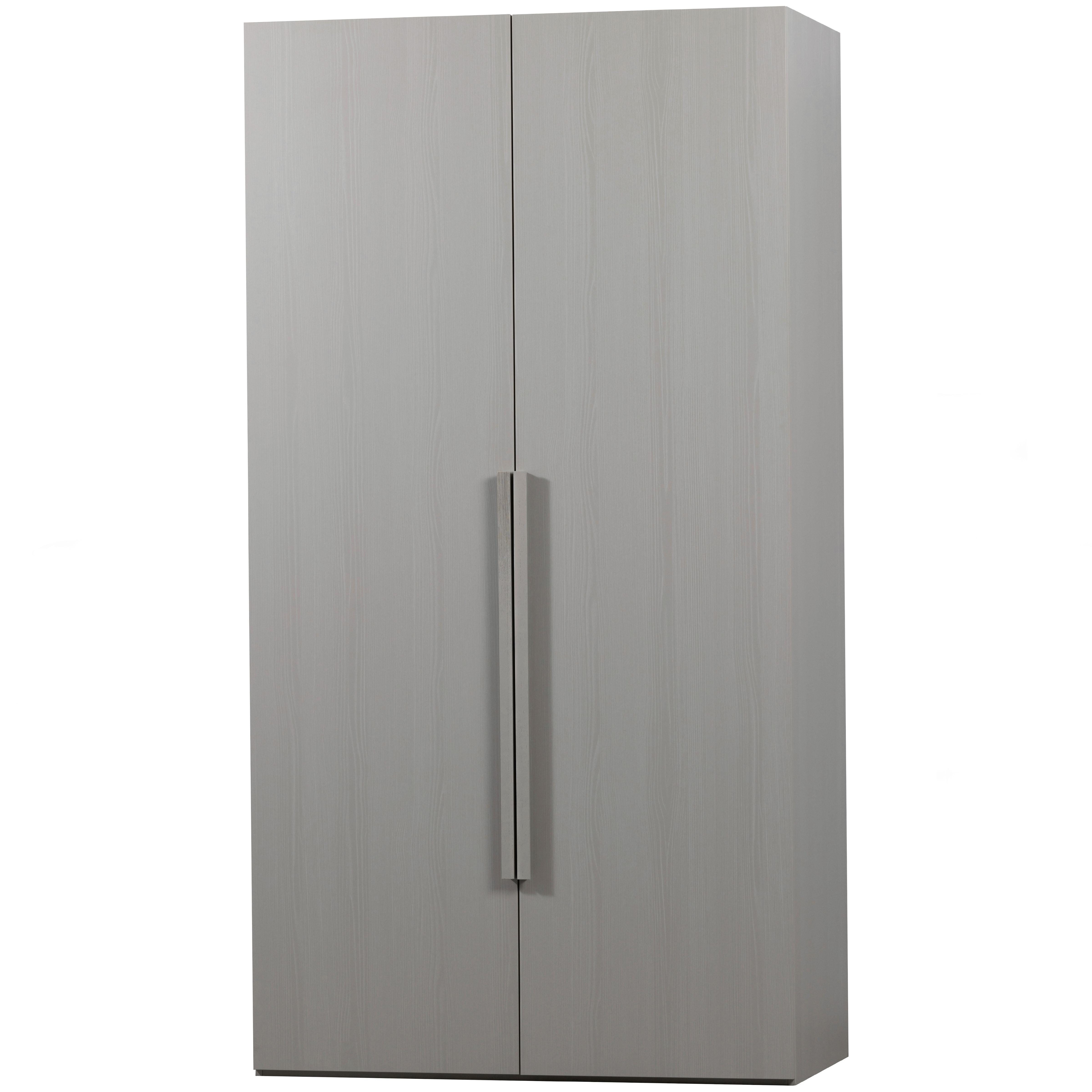 Drehtürenschrank Rens, Grau B: 110 cm - Walnussfarben/Grau, Design, Holz (110/210/58cm) - Livetastic