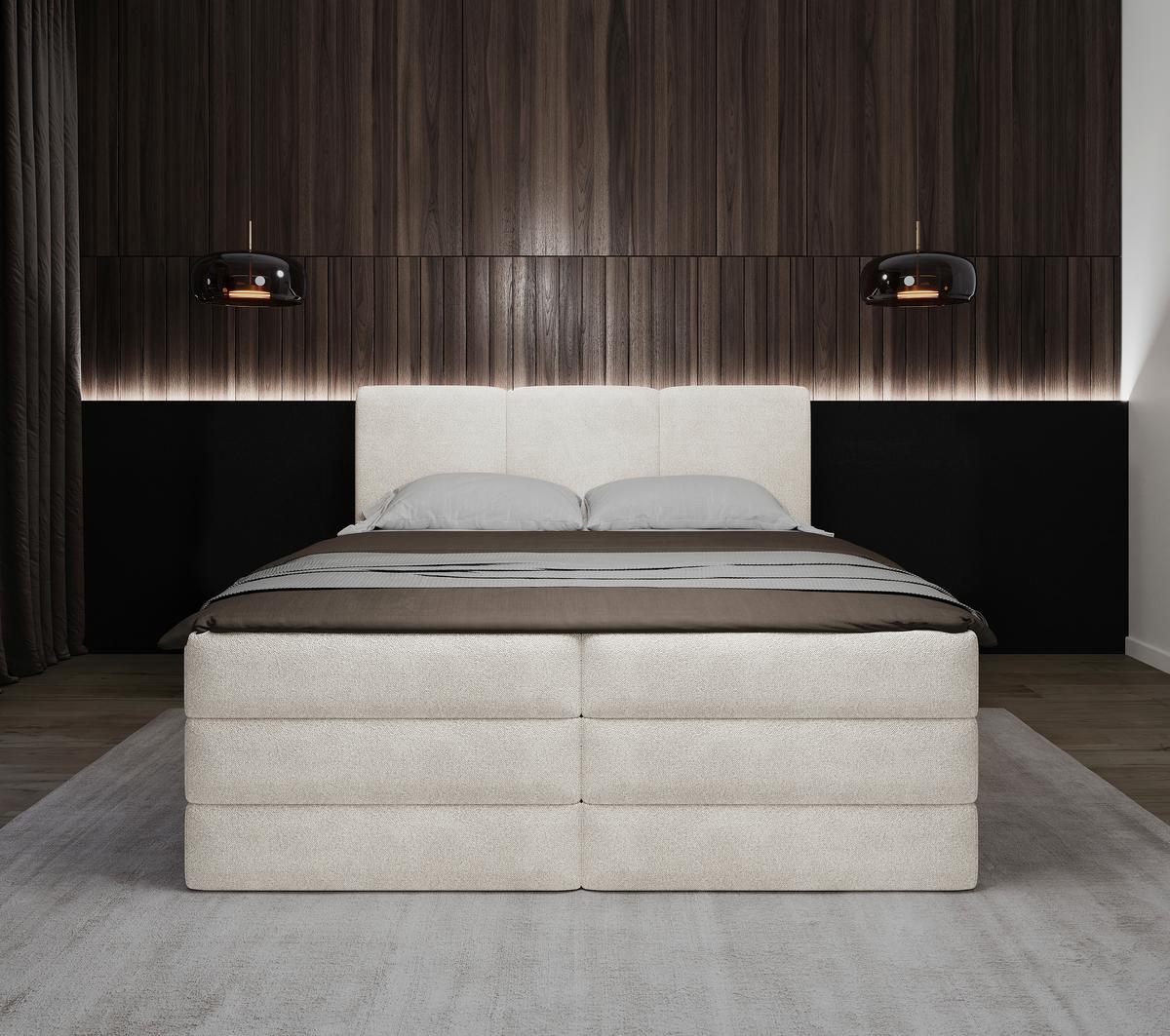 Boxspringbett mit Topper + Bettkasten 160x200 cm Castel - Schwarz/Weiß, MODERN, Holz/Holzwerkstoff (160/200cm) - MID.YOU