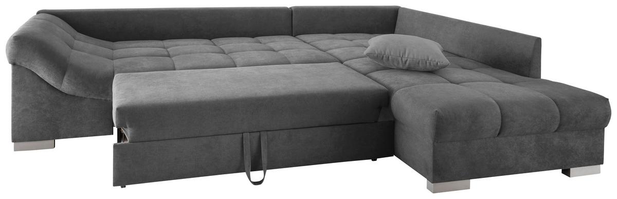 Eckschlafsofa Alvito Dunkelgrau S: 298/202 Cm - Dunkelgrau/Silberfarben, Design, Textil (298/202cm) - MID.YOU