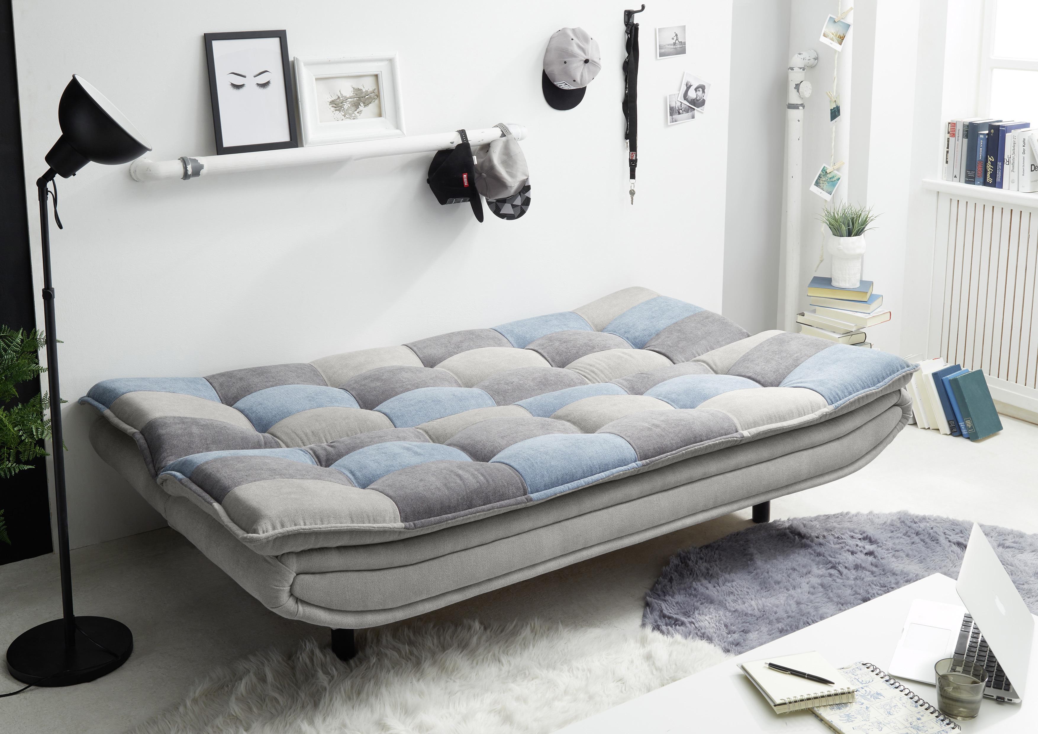 Schlafsofa Mit Bettkasten Patch, Mischgewebe - Blau/Schlammfarben, Basics, Holzwerkstoff/Textil (188/90/89cm) - MID.YOU