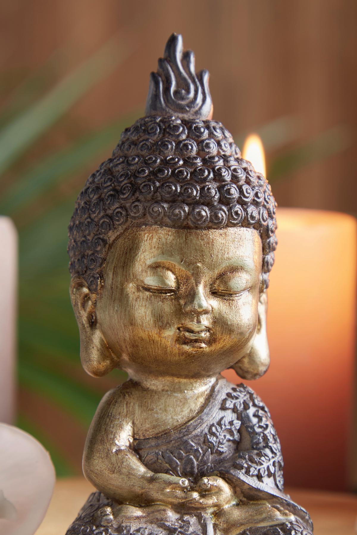 Dekofigur Buddha H: 13,5 cm Kunststoff für In- und Outdoor - Goldfarben/Braun, LIFESTYLE, Kunststoff (6/6/13,5cm) - Luca Bessoni